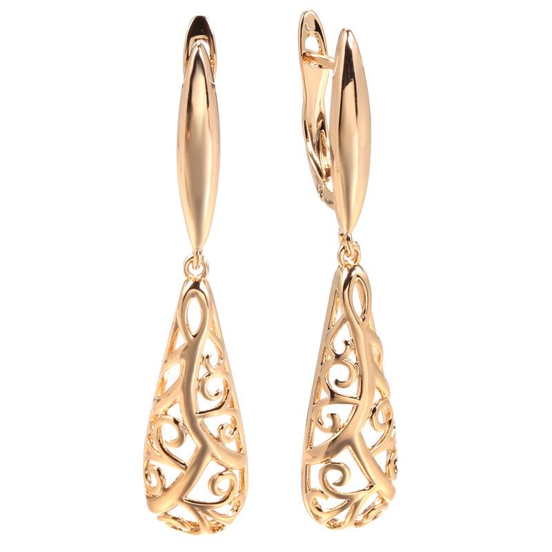 

Fashion rose gold earrings, palace vintage cutout carved floral earrings, accessories