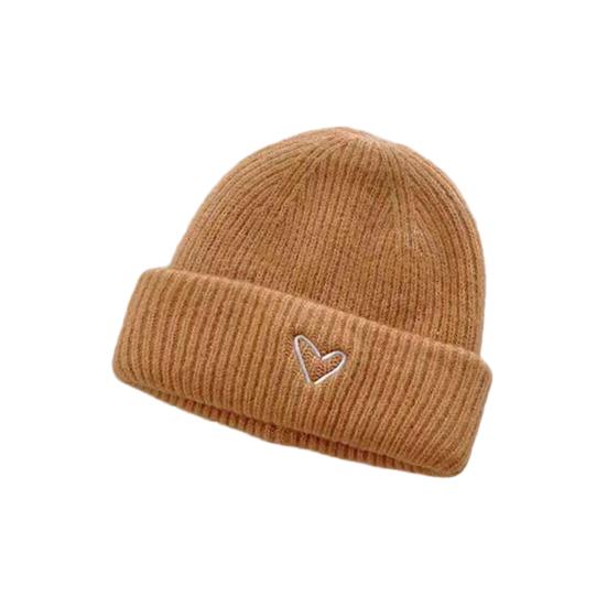 2Pcs/Set Knitted Hat Scarf Set Heart Embroidery Pattern Kids Brimless Hat Long Scarf Set Soft Breathable Winter Accessory