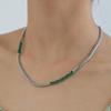 1pc Emerald Zircon Inlaid Snake Bone Chain Necklace for Women Couples Temperament Gorgeous Wedding Jewelry Gift Party Accessories