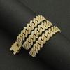 Mens Cuban Bracelet  Necklace Full Diamond-Rhombus Design -Golden and silver colors Luxurious Sparkling Jewelry for Him