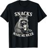 Snacks Make Me Nicer Raccoon Animal Sarcastic Saying Raccoon T-Shirt