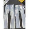 Mens Slim Fit Distressed Denim Jeans With Embroidered Patch Vintage Ink Wash Stretch Cotton Streetwear Style