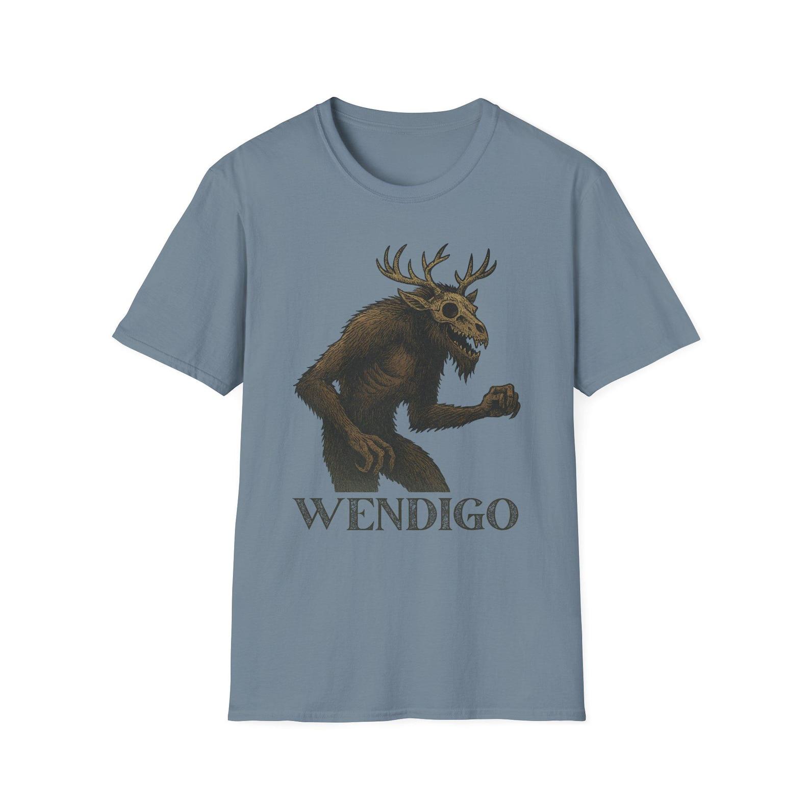 Wendigo T-Shirt - Creepy Cryptid Eerie Folklore Monster Softstyle Unisex T-Shirt XL
