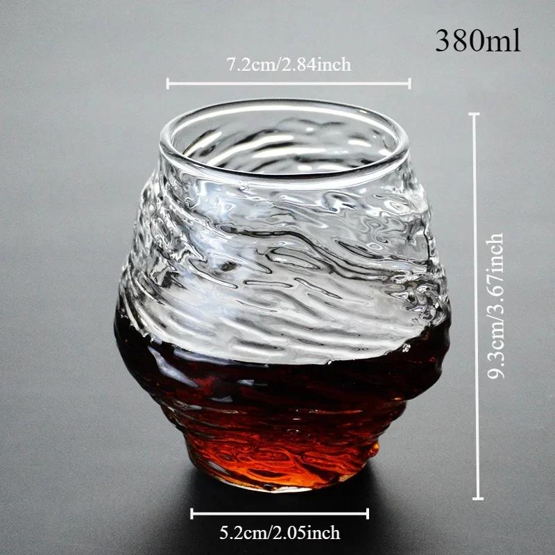 Japanese 3D Glacier Mountain Whiskey Glass Set - Old Fashioned & Rock Glasses with Wooden Gift Box for Whisky, Vodka, Wine
