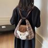 Commuter Large Capacity Plaid Bag Female Popular Wax Sausage Dog Backpack Shoulder Messenger Bag Tote Bag