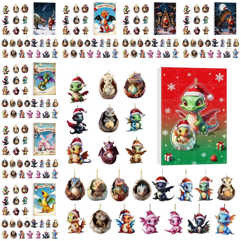 Christmas Dragon Holiday Decor Miniature Acrylic Advent Calendar Blind Box For Festive Gift Giving