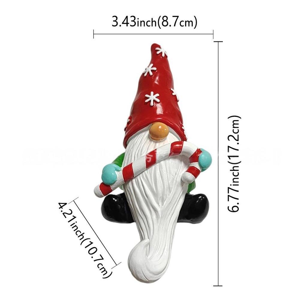 Creative Resin Christmas Gnome Ornament with White Beard for Desktop Decoration