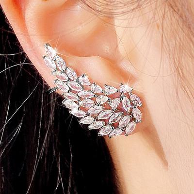Luxuriöser Trendiger Engelsflügel Funkelnder Vollständig Mikro-Pavé Kristall Zirkon Hängeohrring für Frauen Party Brautschmuck