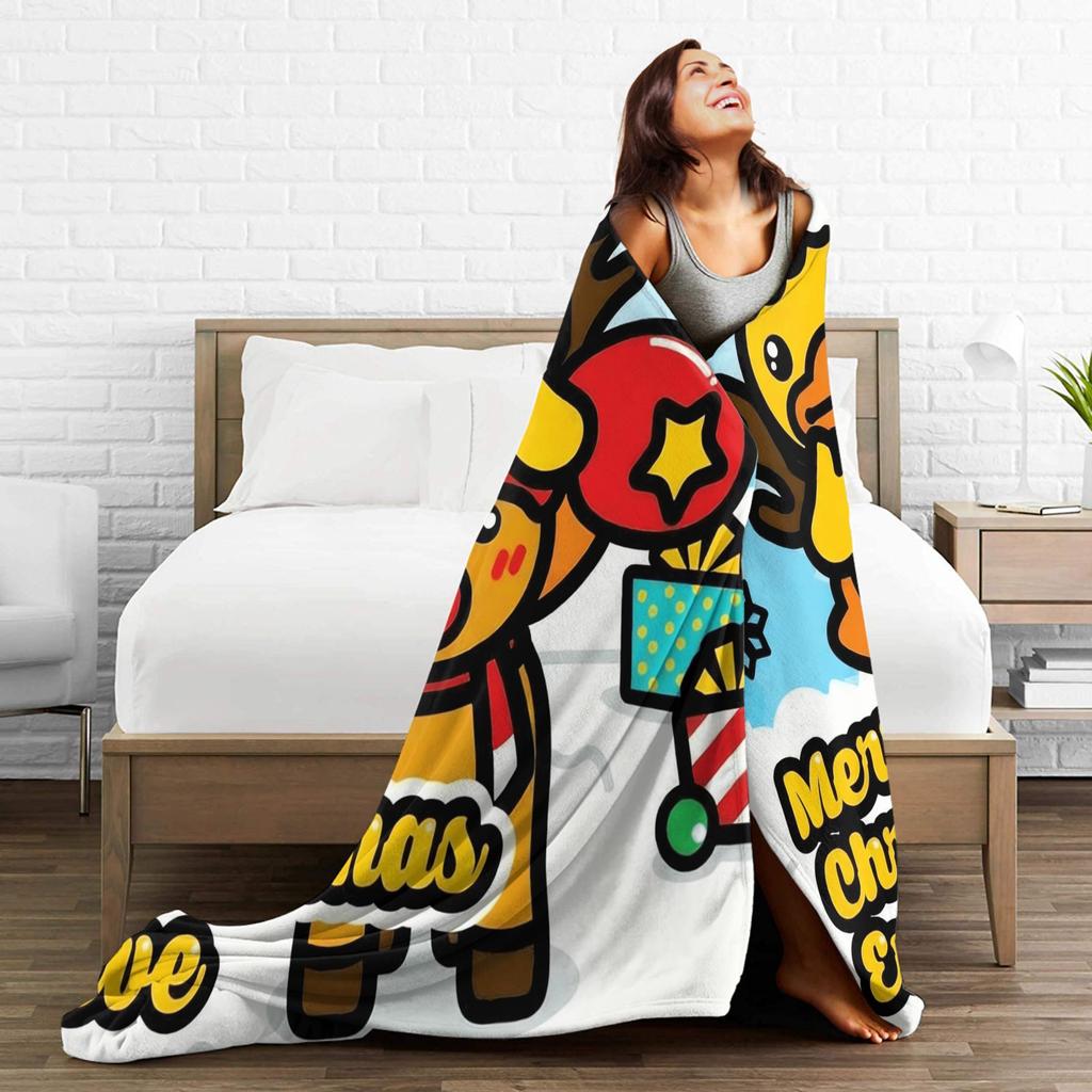 Yellow Duck Flannel Blankets Winter Super Warm Bedding Throws for Children Bedroom Aesthetic Bedspread Sofa Bed Cover