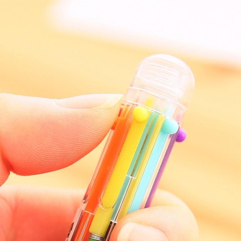 5Pcs Transparent Cartoon Ballpoint Pen Creative Cute Colorful Swivel Supplies School&Office Supplies