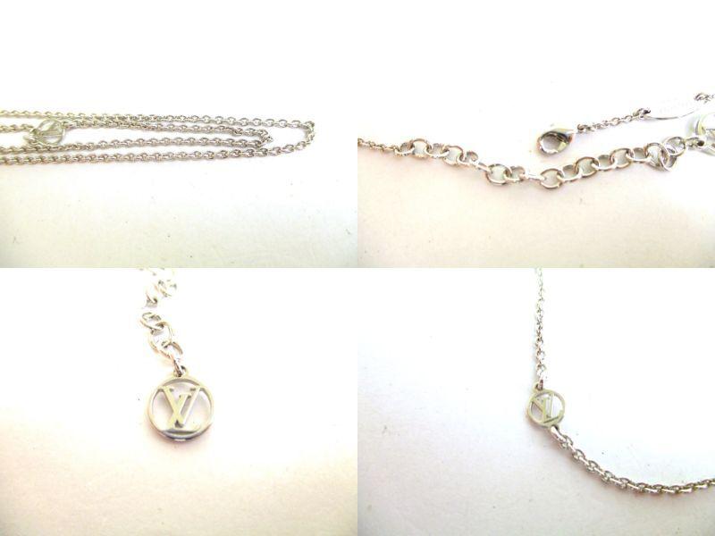 Authentische LOUIS VUITTON versilberte Essential V-Kette Halskette #a158 Generalüberholt