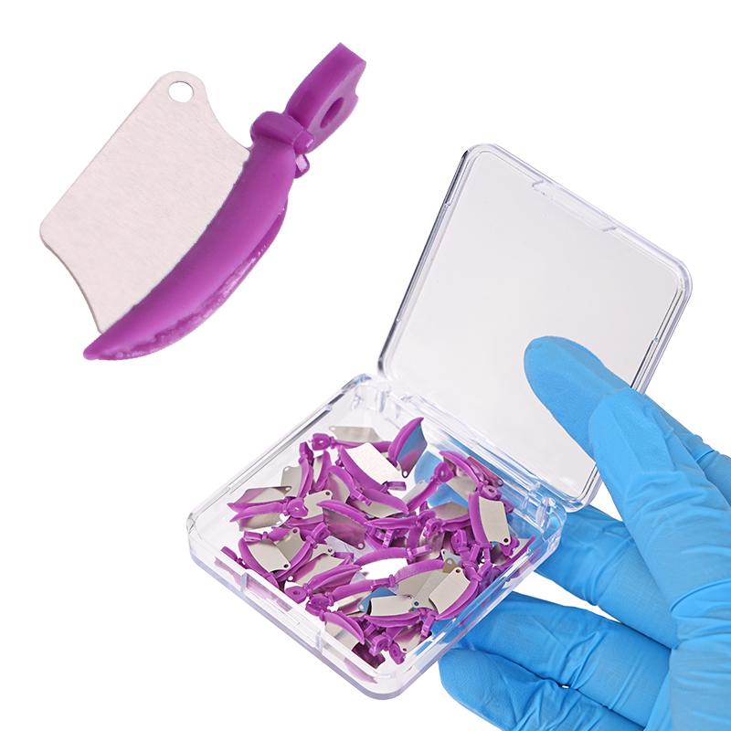 50Pcs Dental Prime Teeth Interproximal Plastic Fender Wedge With Steel Matrix Protect Gingiva Blades S M L