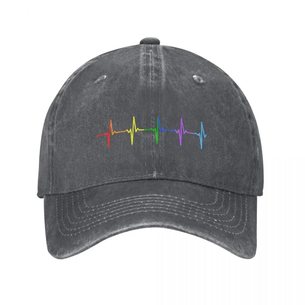 Rainbow Pulse Hearbeat LGBT Baseball Cap Kids Hat Horse Hat Cute Hat Unisex Luxury Caps For Women Unisexs