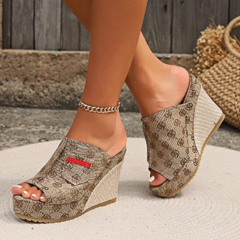 Women Wedges Sandals  Summer New High Heels Sandals Women Shallow Outdoor Beach Platform Shoes Comfortable Slides Women