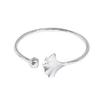 999 Sterling Silver Three Lives One Fate Open Bracelet, Ancient Style, Apricot Leaf Design, Artistic and Simple Women's Gift
