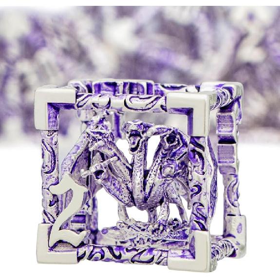 ARUOHHA Hollow DND Dice Set Copper Blue 5-Headed Dragon D and D Dice with Gift Box, Dungeons and Dragons Role Playing Games 7PCS Metal Polyhedral