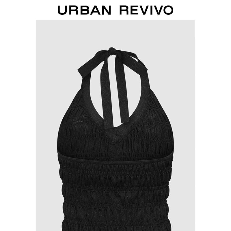 UR Women's Halter Neck Backless Pleated Knit Top