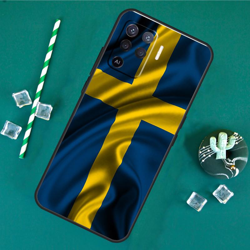 Sweden Flag Case For Oppo A40 A60 A80 A16 A76 A96 A18 A38 A58 A78 A98 A91 A15 A17 A74 A94 A54 A57S Cover
