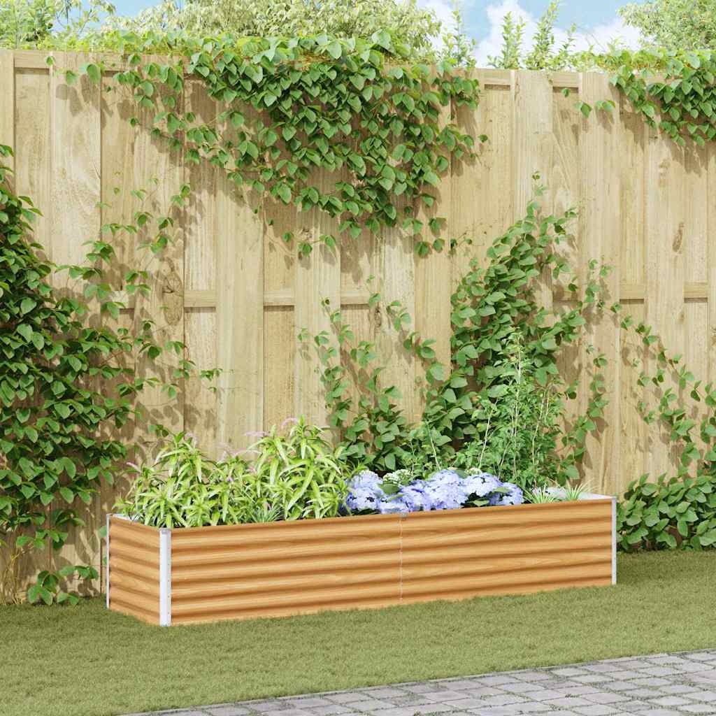 Raised Bed Light Brown 195 x 50 x 36 cm Galvanized Steel