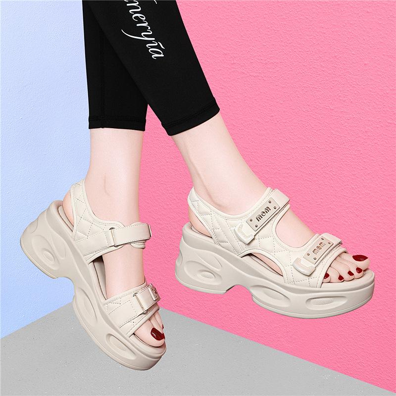 

Casual style summer outdoor leisure soft sole outer wear beach shoes flat bottom wear-resistant open-toed women s comfortable slippers thick bottom 40