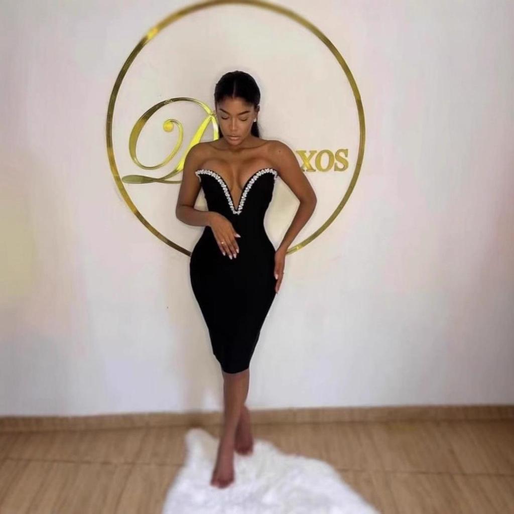 Elegant Rhinestone Bandage Evening Dress