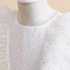 Flauschige Mädchen-Partykleider, weiße Spitze, Schleife, Bridemaid, Hochzeit, Prinzessin, Kinderkleid für Mädchen, halbe Ärmel, Geburtstagskleid, Kostüm