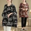 Summer New Artistic Plus Size Loose Print Round Neck Three Quarter Sleeve T-shirt