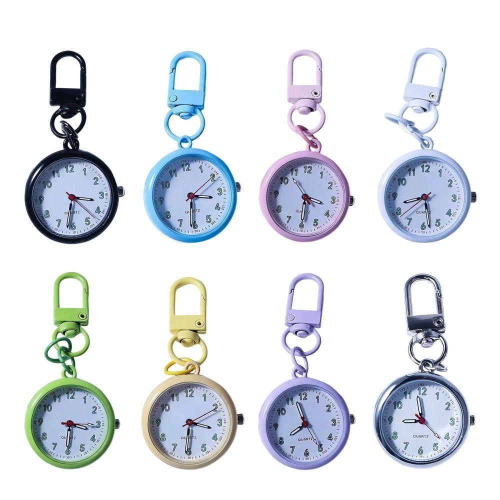 Metal Keychain Pocket Watch Easy Reading Minimalist Nurse Watch Key Chain Fob Clock Hospital Shift