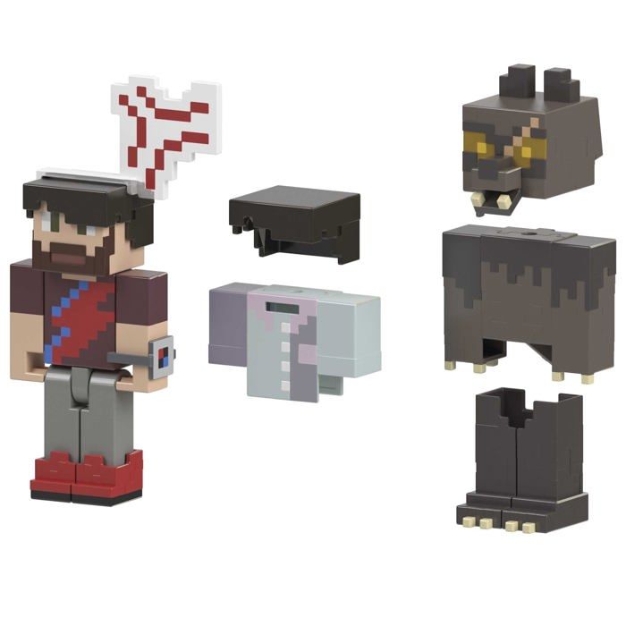 Jeu d'assemblage - mattel minecraft - figurines articulées - 2 accessoires - multicolore