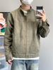 Men's Retro Washed Harrington Jacket, Stand Collar, High-End Design, Spring/Autumn Casual Wear