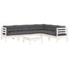 7 Piece Garden Lounge Set with Cushions White Pine Solid Wood