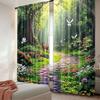 2Pcs Funny Deer Forest Green Leaves Curtain Perfect For Living Room Game Room Bedroom Kitchen Multi Scene Decorative Home Decor