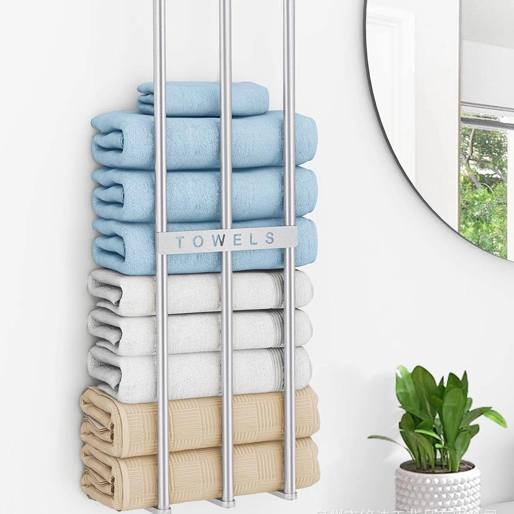 Bathroom Towel Storage Holder Space Metal Shower Room Towel Hanger Multifunctional Storage Organizer for Bathroom Accessories