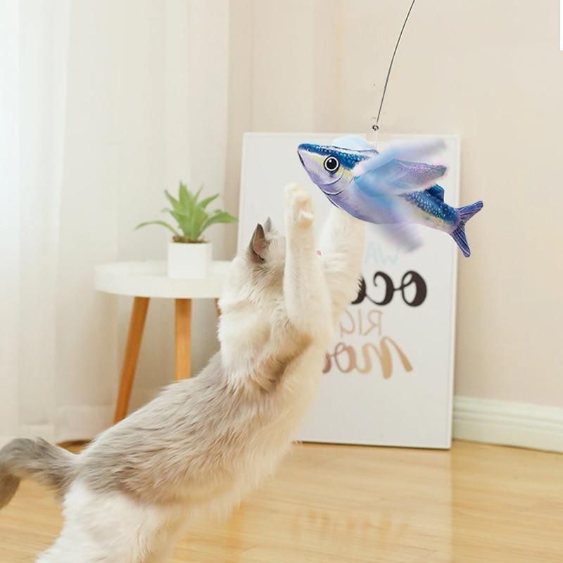 Flying Fish Cat Toy Interactive Cat Toys Rechargeable Chirping Flapping Bird(no Flying) Can Add Catnip Touch Activated Plush Toy