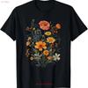 Vintage Blumen Floral Gepresste Blume T-Shirt vintage Gewaschen Unisex Leicht Stilvoll streetwear Lässig Dehnbar homme