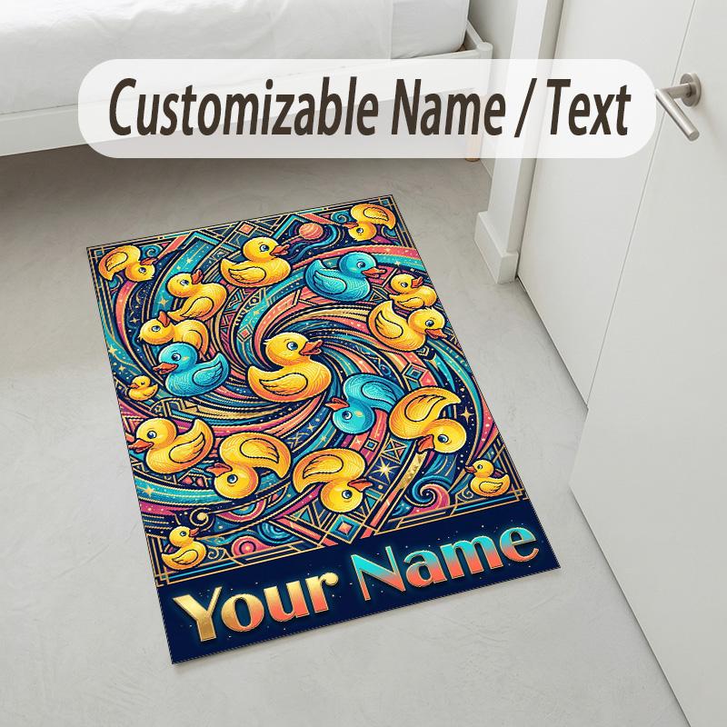 Celebration Party Theme Crystal Velvet Rug Personalized Custom Name Text Soft Floor Mat Home Decor