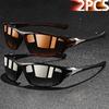 2 Pieces Fashion Vintage Sports Sunglasses Men Women Fishing Running Cycling  Sport Man Sun Glasses Anti-Glare UV400 Eyewear