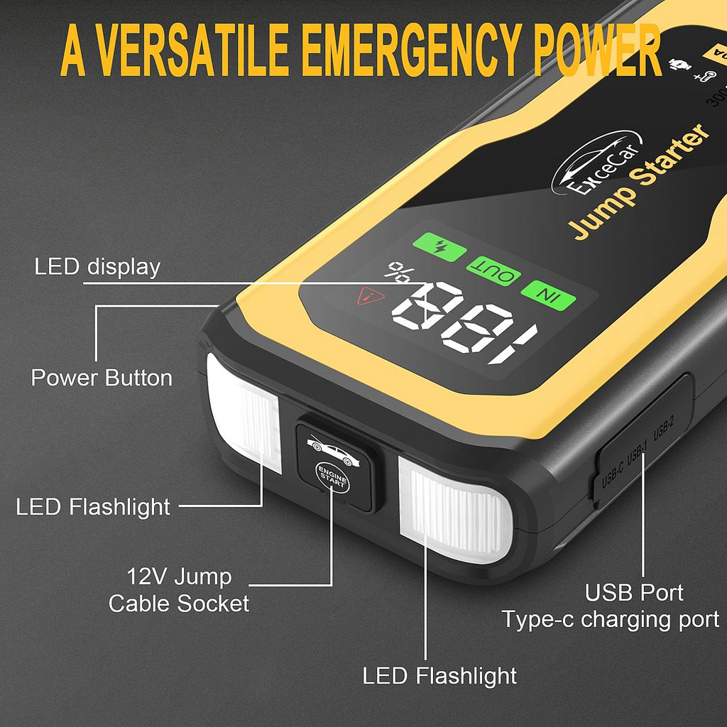 G71A Jump Starter 4000A Car Battery Booster Charger Starter Auto Starting Device Emergency Start Portable Power Bank