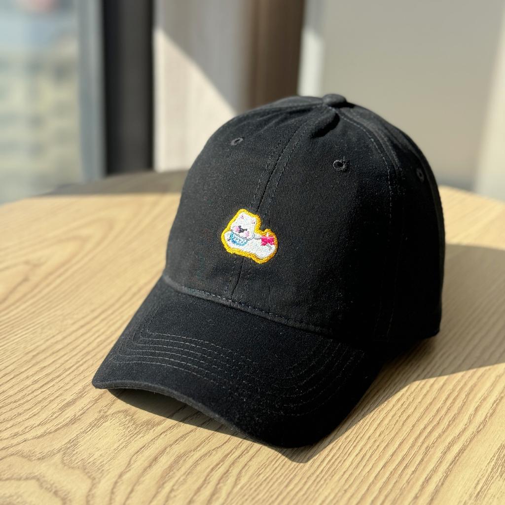 Cute Japanese-style retro puppy embroidered soft-brim baseball cap for women with large head circumference, makes the face look smaller, wide-brimmed