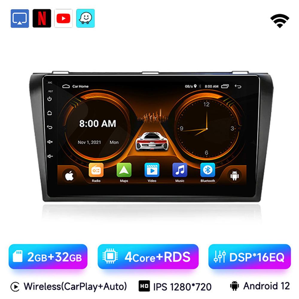 JIUYIN Wireless CarPlay Android 13 Auto 9inch Car Radio for Mazda 3 Bk Maxx Axel 2004-2013 GPS Car Smart Systems Smart Car Radio