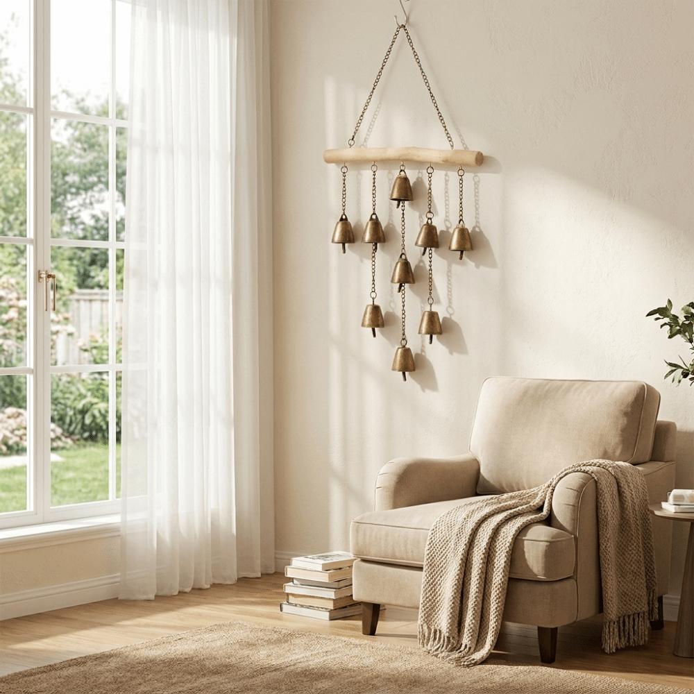 Metal Bells Iron Art Wind Chime Vintage Door Bell Decorative Chain Entry Door Reminder Outdoor