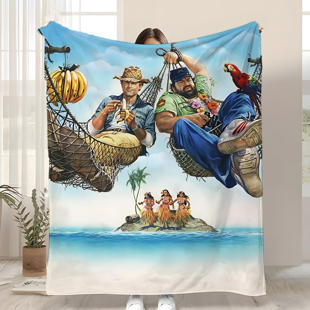 

Terence Hill and Bud Spencer Throw Kid-Friendly Flannel Throw Blanket Soft Warm Anti-Static Washable All Season 75x90cm
