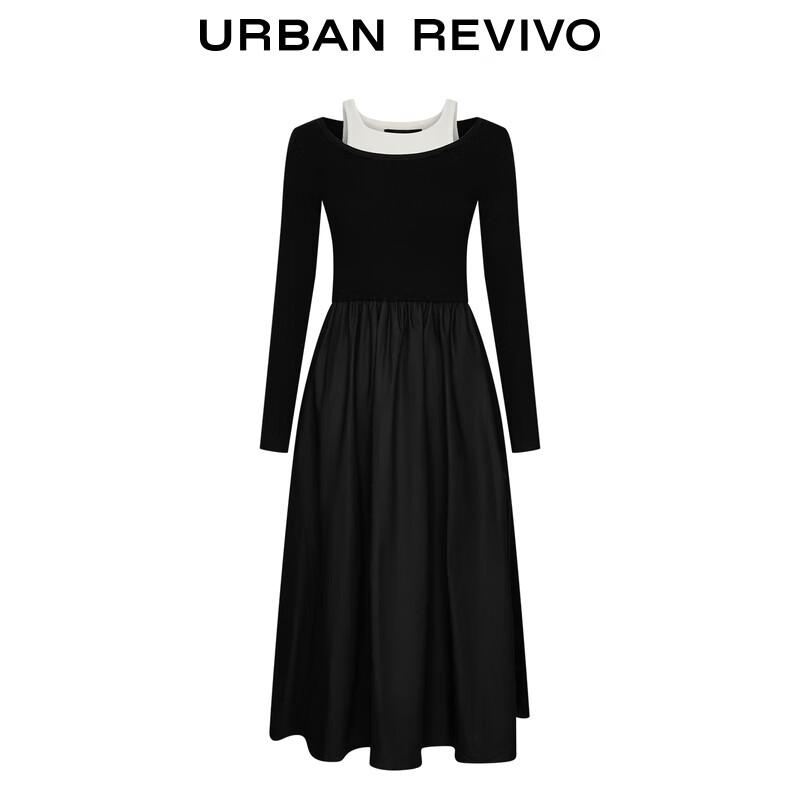 UR 2025 Autumn Flowing Philosophy Textured Knit Dress