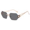 Borderless Sunglasses For Women'S Advanced Sense Of Uv Protection, Sun Protection, Sunshade, Big Face And Thin Sunglasses Tide