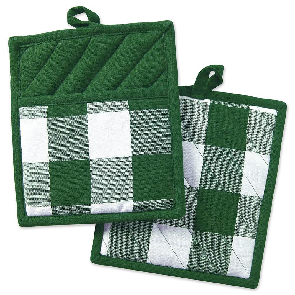 Non-slip Plaid Cotton Kitchen Cooking Microwave Gloves Baking BBQ Potholders Thicker Insulation Oven Mitts Heat Insulation Pad