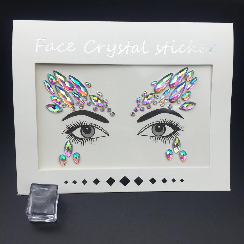 Fashion 3d Mermaid Face Gem Temporary Tattoo Crystal Body Facial Stickers, Shiny Glitter and Rhinestones for Festival Prom Party