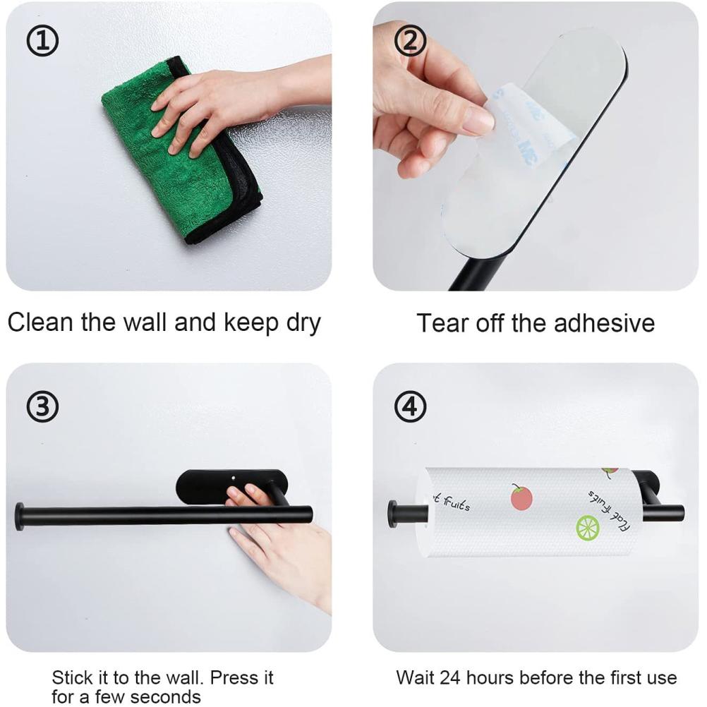 Paper Towel Holders Wall Mount Under Cabinet Self Adhesive Drilling Stainless Steel Paper Towel Rolls Holder for