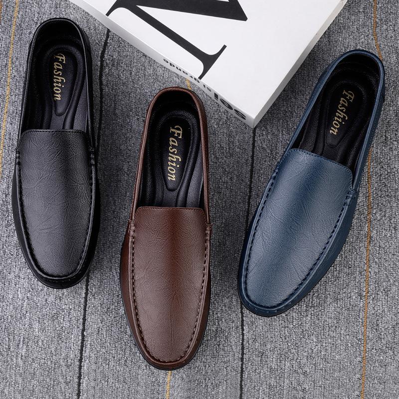 Genuine Leather Loafers Men Design Moccasin Fashion Slip On Soft Flat Casual Men Shoes Adult Male Footwear Handmade Boat Shoes