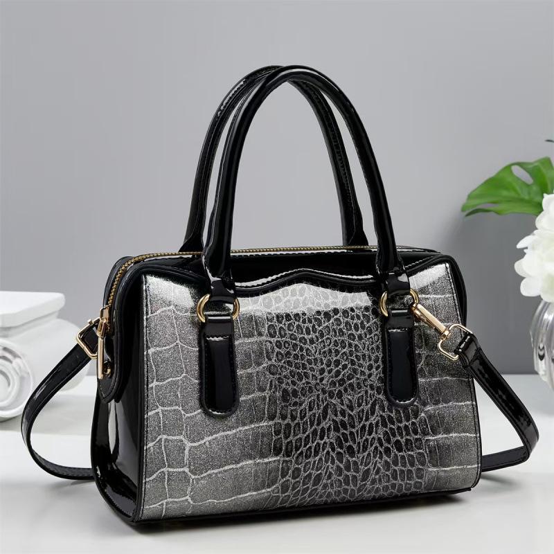 Všestranná a minimalistická kabelka, Nová crossbody taška se vzorem kamene a patchworkem, Ležérní a módní taška přes rameno