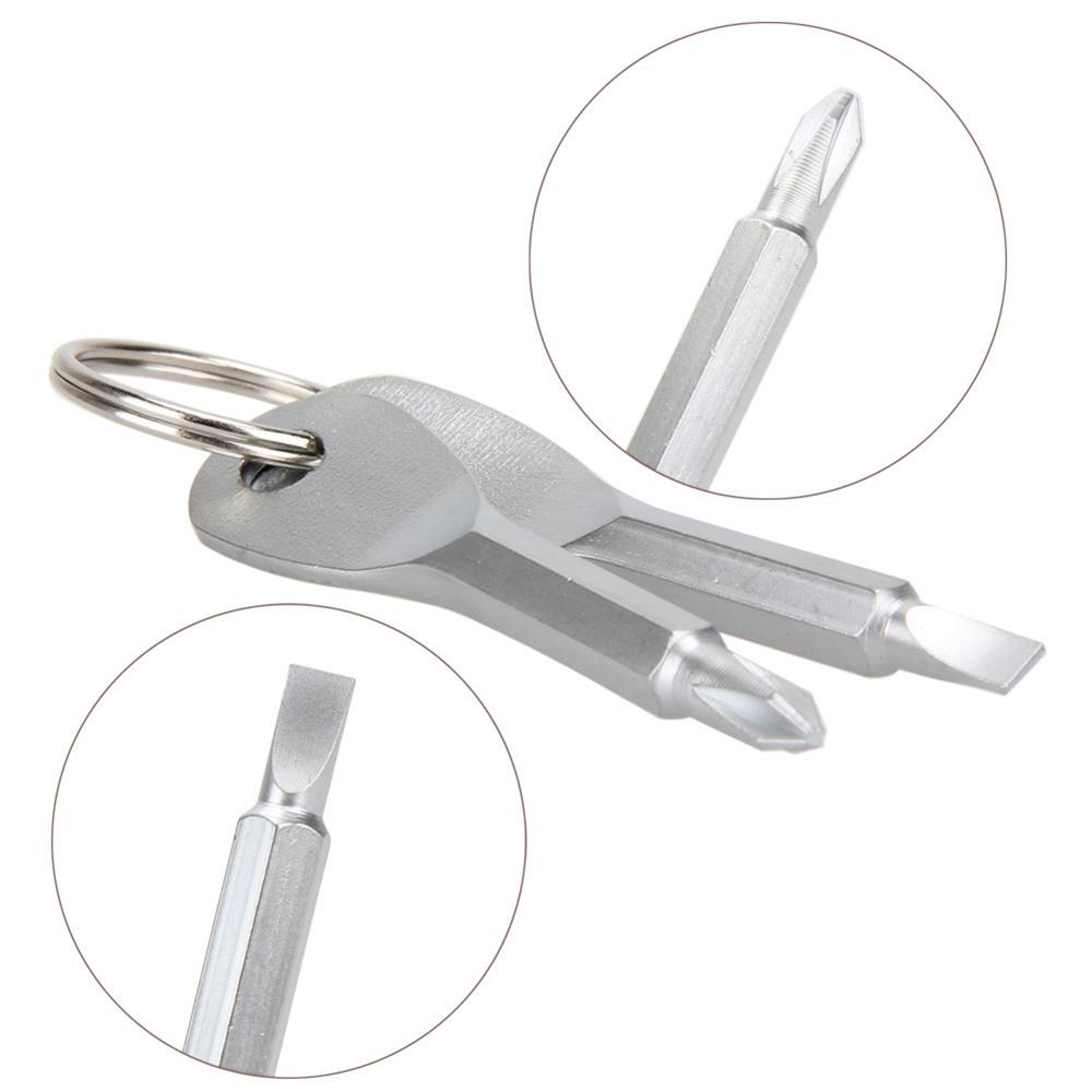 Portable Phillips Slotted Screwdriver Key Ring Set Multi-Functional Mini Pocket Repair Tool Gadget for Camping Accessories